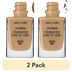 (2 pack) Wet n Wild Photo Focus Liquid Foundation Makeup, Matte, Desert Beige